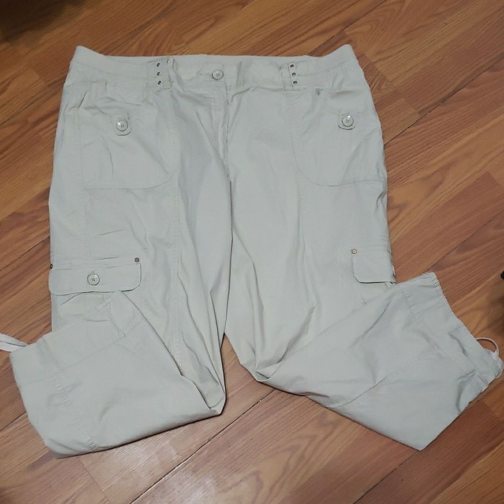 Chico"s Crop Cream Cargo Pants